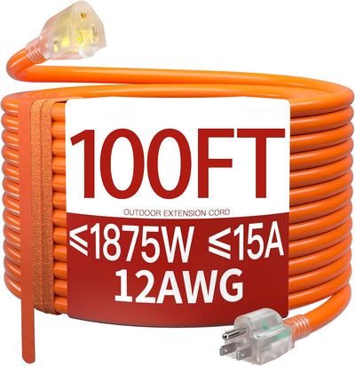 Cable extensión 100ft exterior ignífugo 3 clavijas naranja 15A