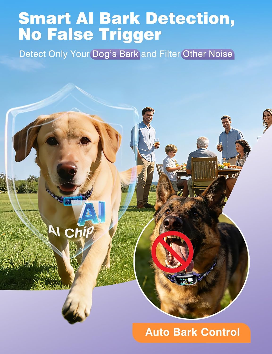 Collar anti ladrido perro 3 modos 3300ft con luz