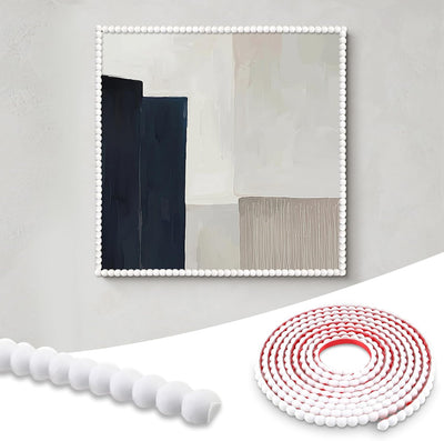 Tira decorativa autoadhesiva moldura cuentas blancas 0.39x118pulg