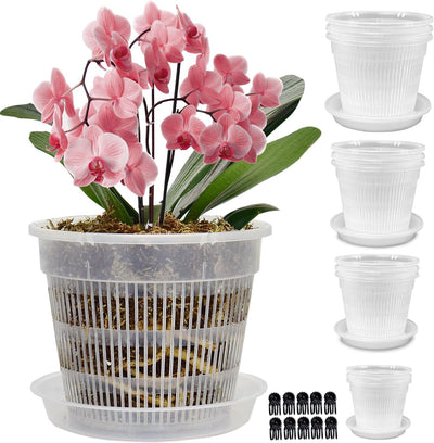 12 Macetas Plástico Orquídeas 4.5-7.5pulg Con Agujeros