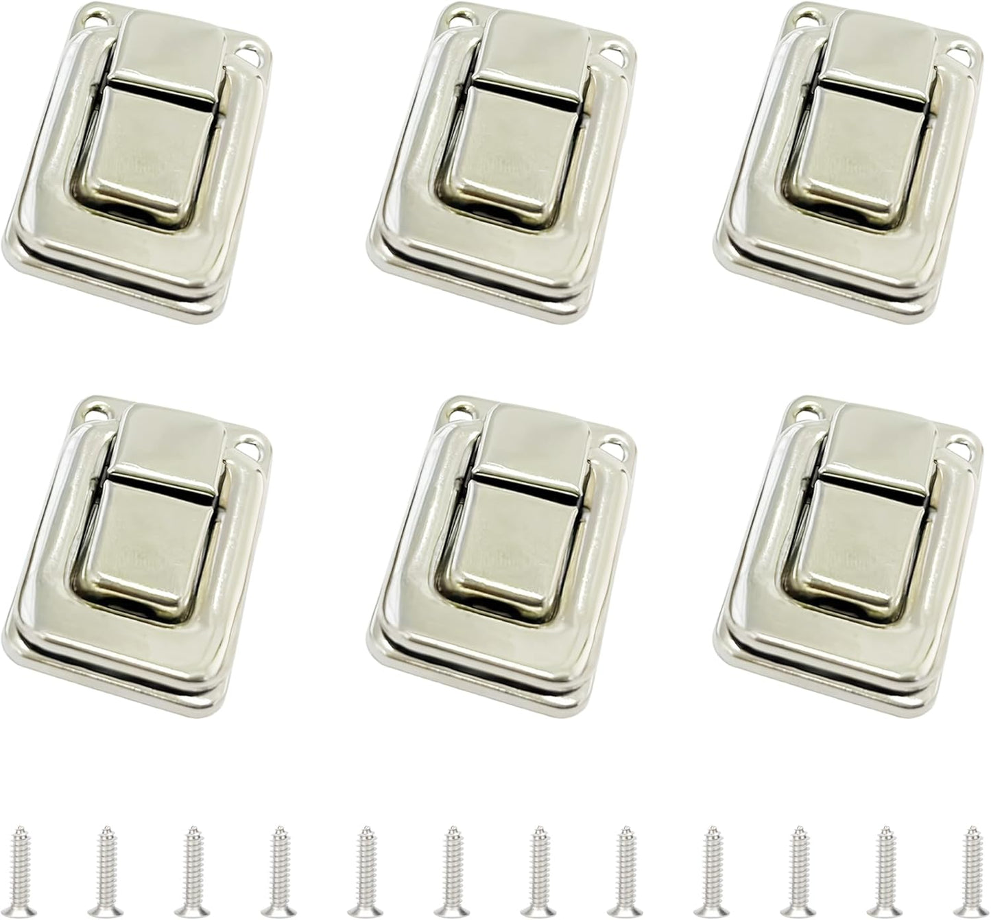 6 Cerraduras Palanca Hierro Plateado Mini para Joyero y Cajas