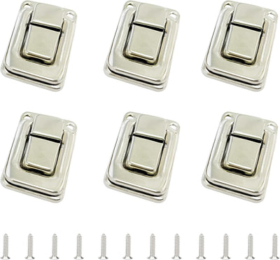 6 Cerraduras Palanca Hierro Plateado Mini para Joyero y Cajas
