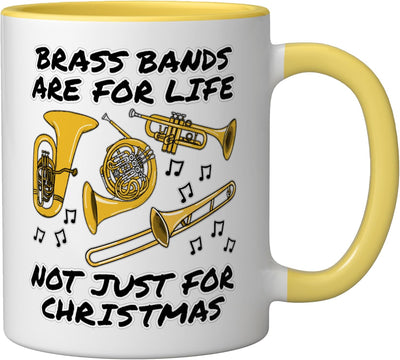 Taza cerámica de Brass Bands Are For Life No Solo Para Navidad Amarilla/Blanca