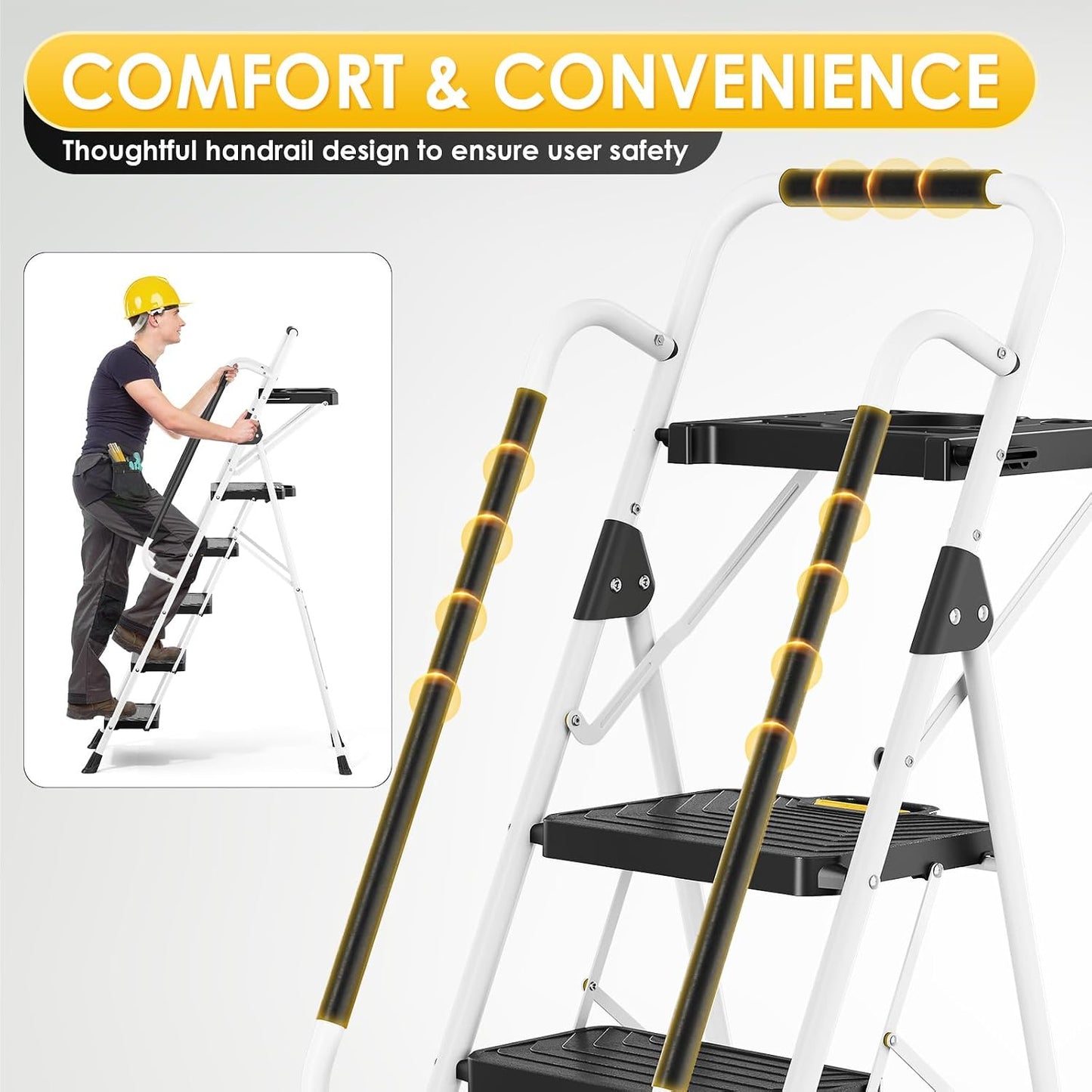 Escalera plegable acero 5 pasos antideslizante 800lbs