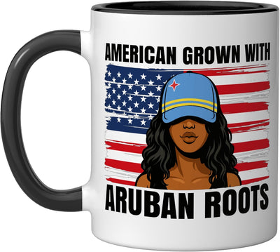 Taza cerámica Aruban Roots Girl Pride Aruba Heritage Negro/Blanco