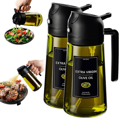 Spray aceite 470ml vidrio con etiquetas 16 pzas negro