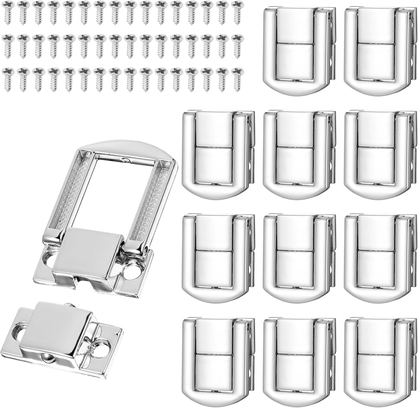 12 Pzas Pestillo Metal Caja Herramientas Plateado