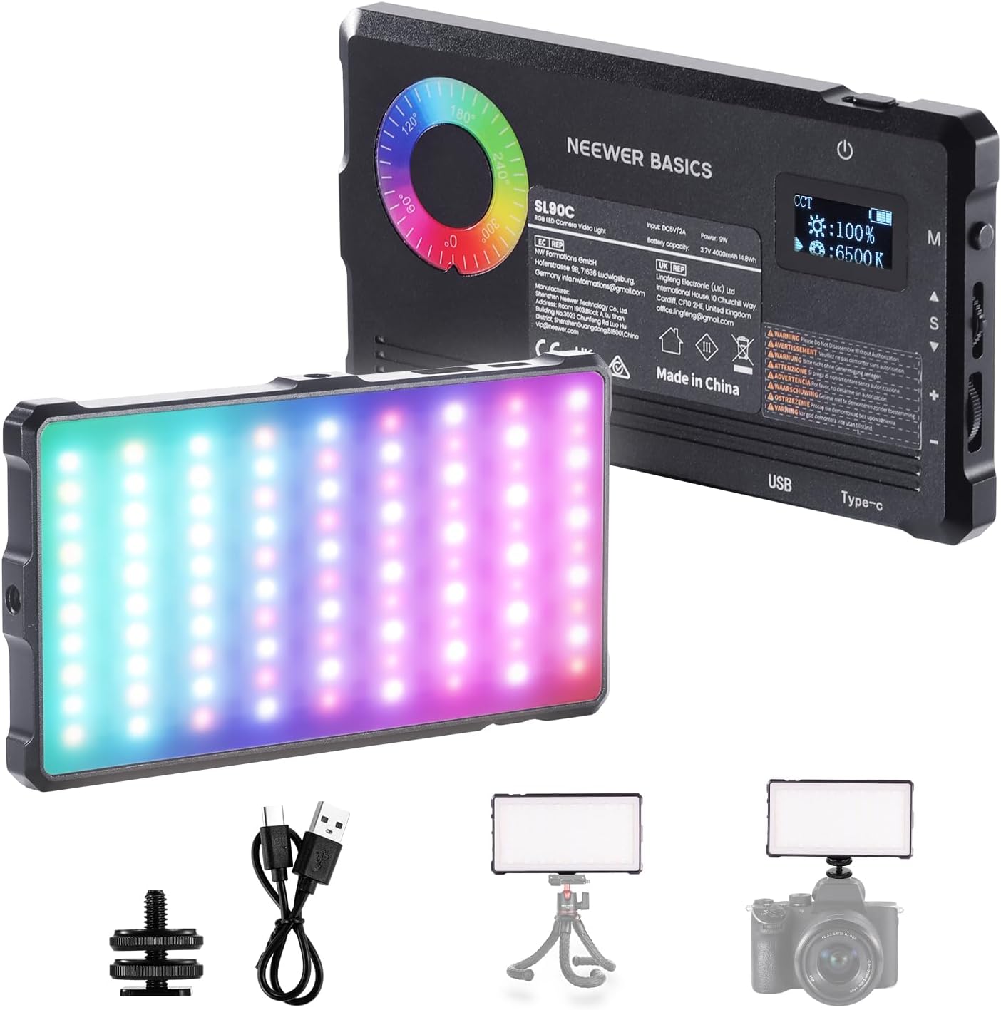 Panel luz RGB 8W 4000mAh para cámara DSLR trípode