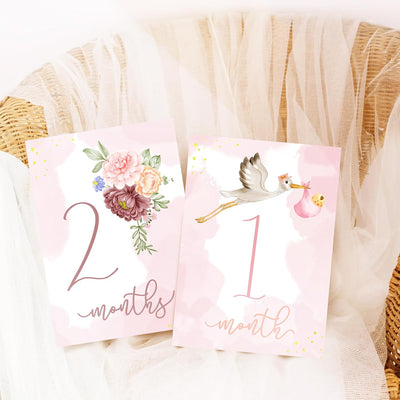 Tarjetas hitos mensuales para bebé niña regalo