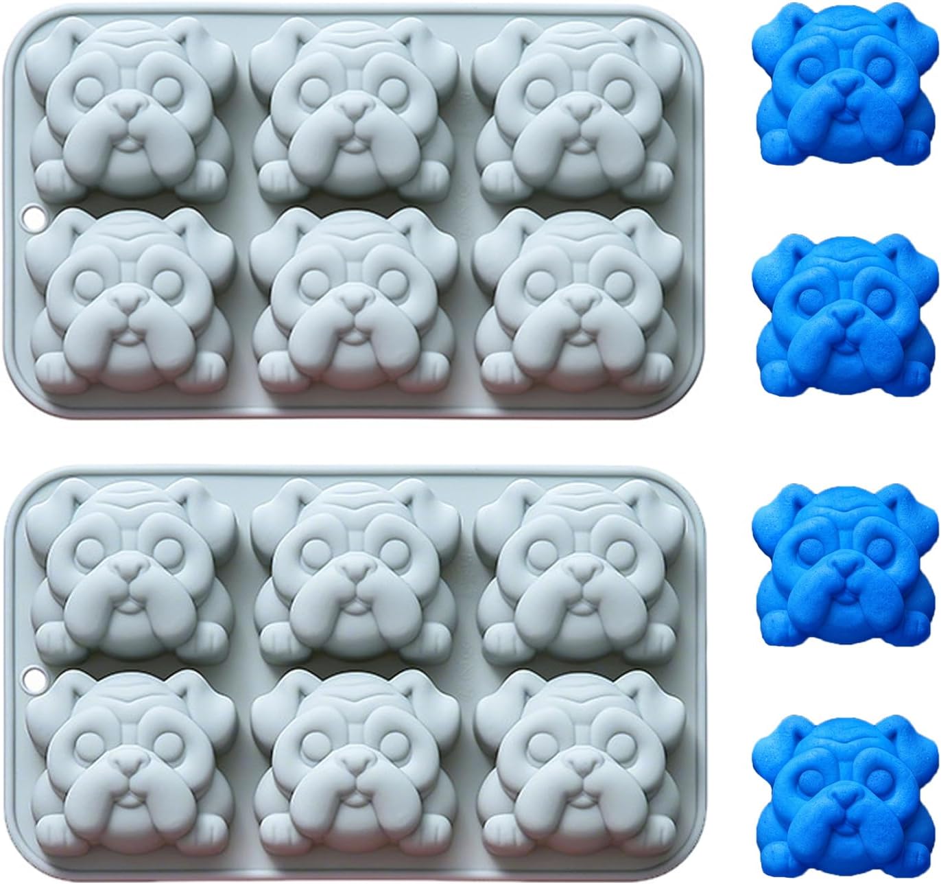 2 Moldes Silicona 6 Cavidades para Chocolate Galletas
