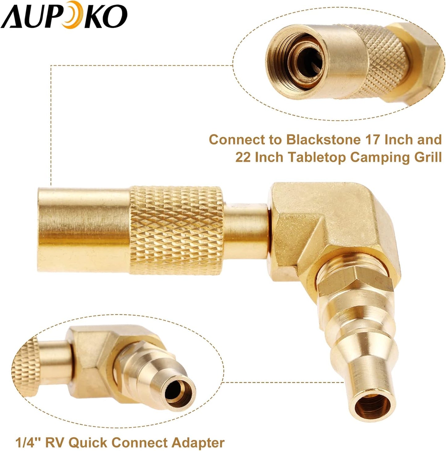 Adaptador RV 1/4pulg codo 90grados para parrilla 17-22pulg