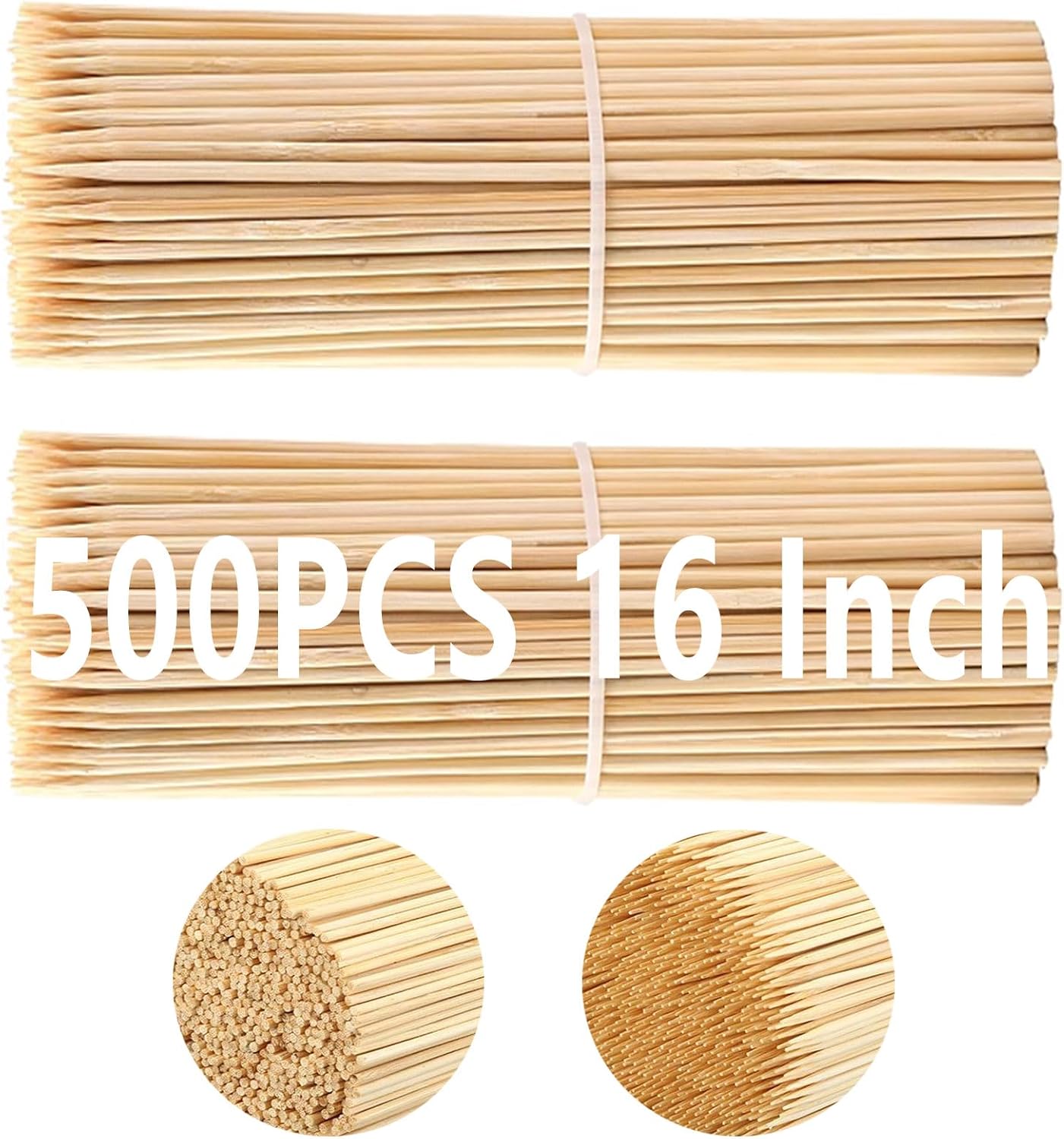 500 Pinchos Bambú 16pulg 4mm para S'mores y Asar