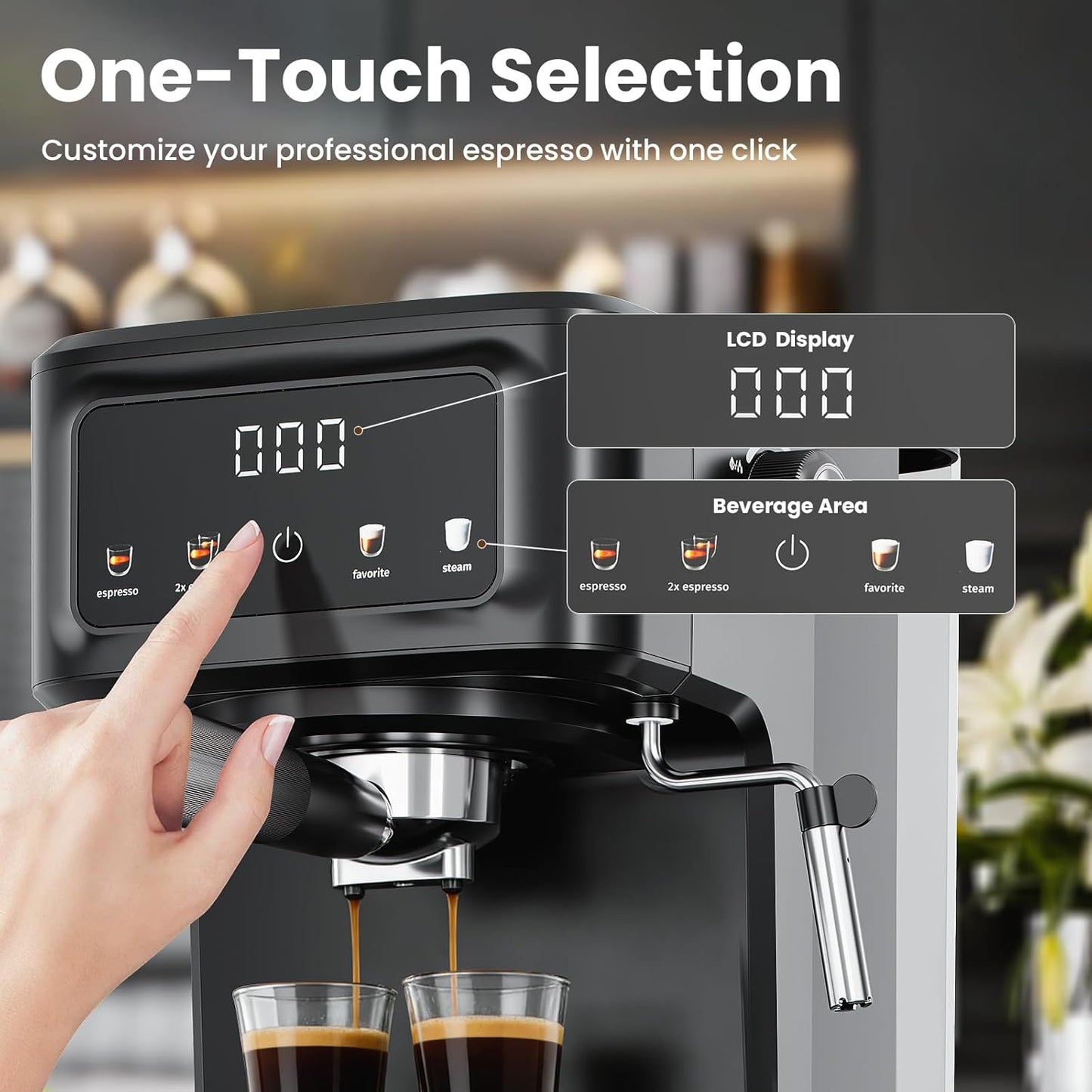 Cafetera Espresso Digital 15 Bar Tanque 50oz Espumador Leche