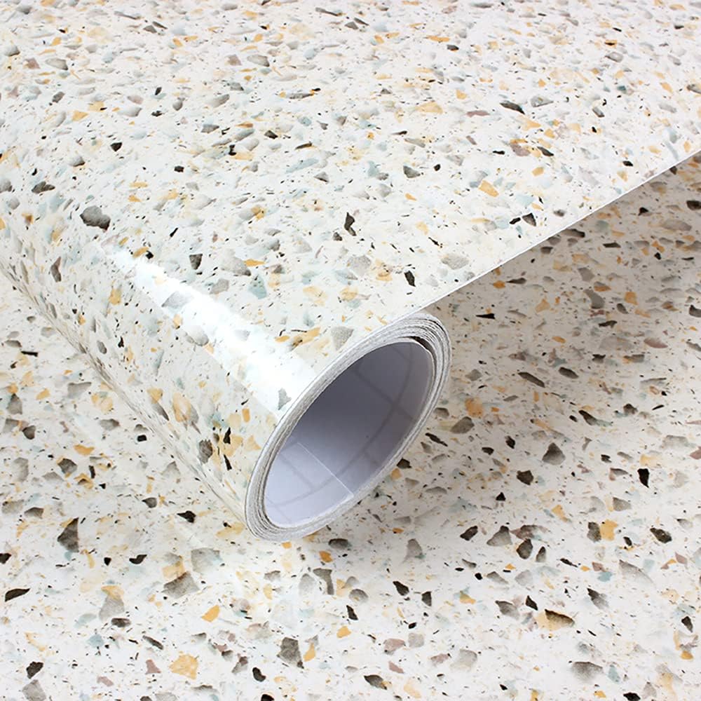 Papel adhesivo mármol amarillo 197x15.7pulg impermeable