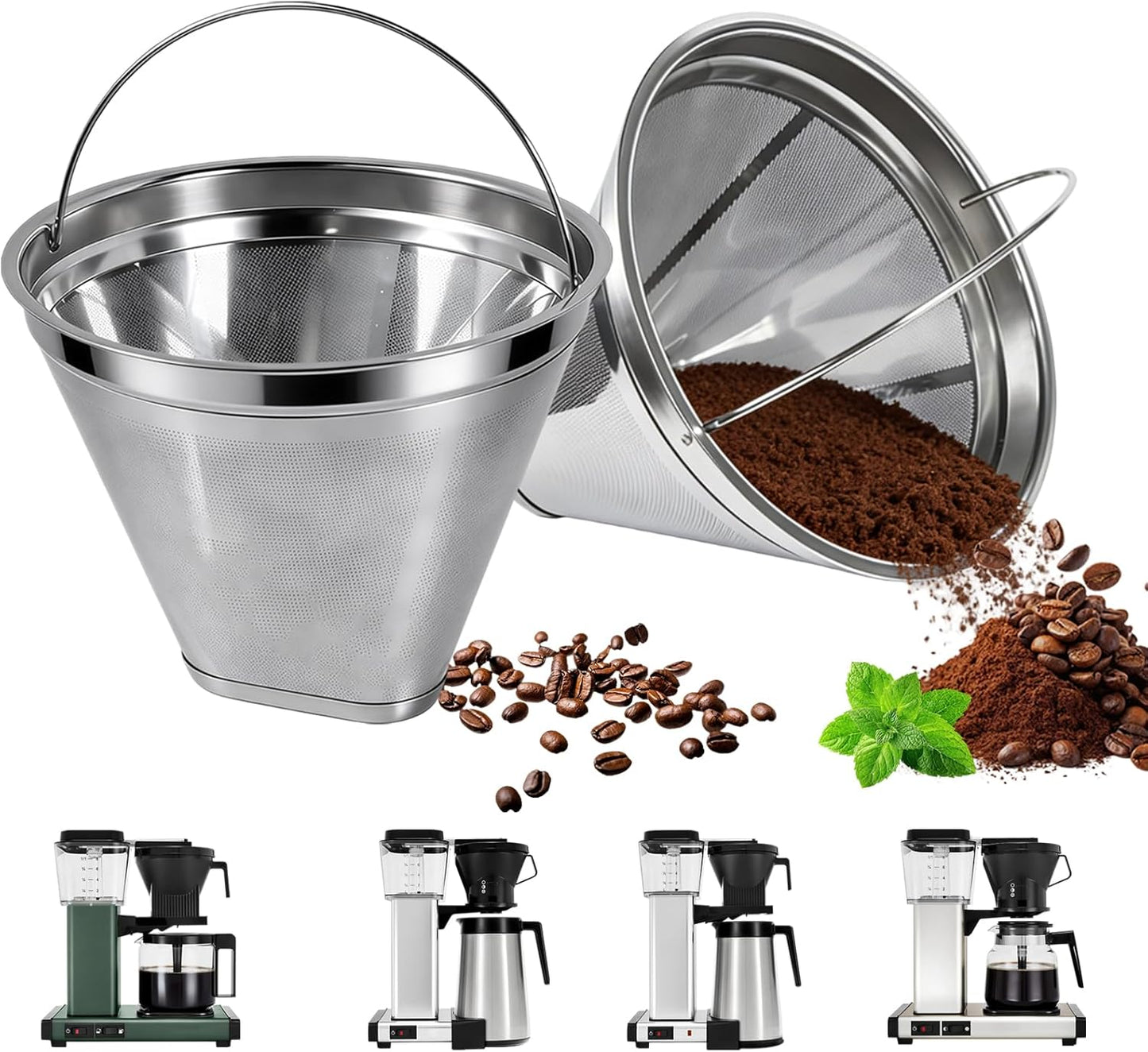 Paquete de 2 filtros reutilizables Technivorm Moccamaster con cono de acero inoxidable