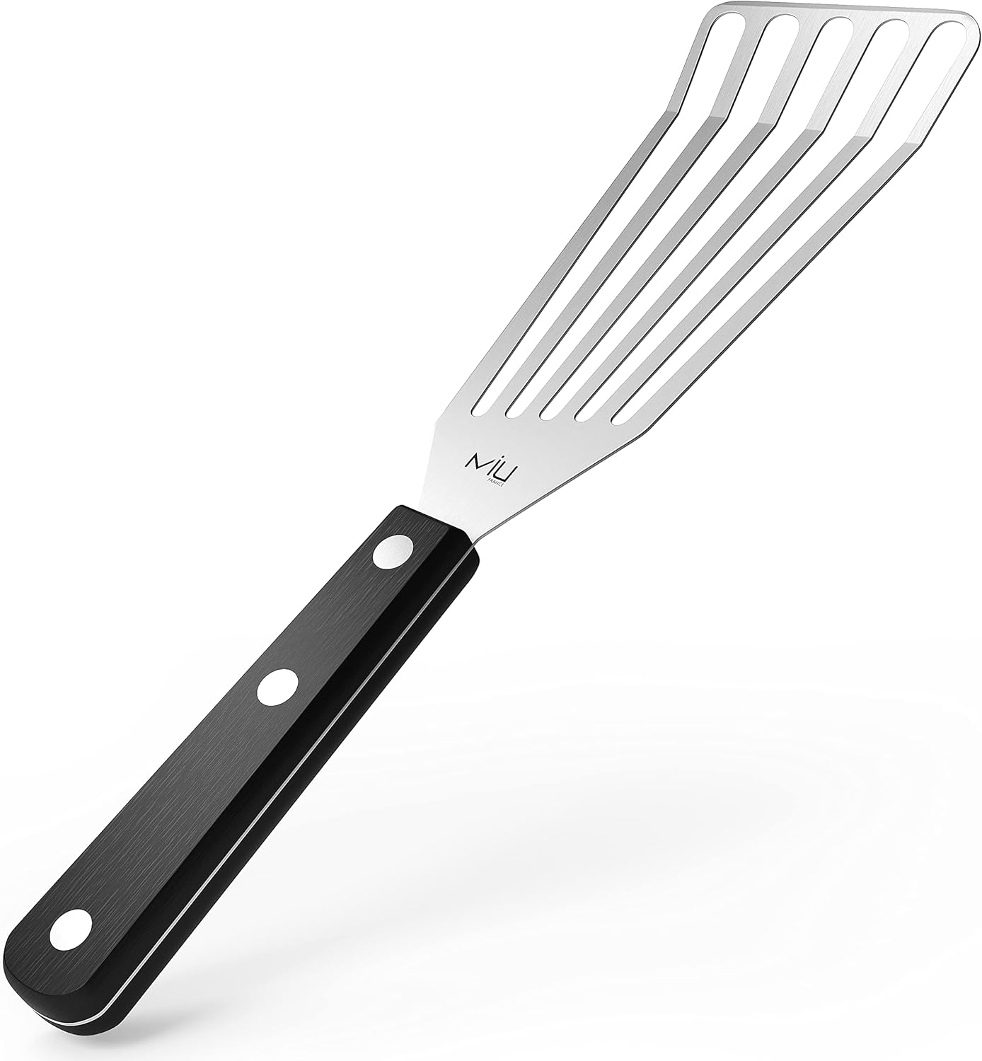 Espátula acero inox flexible volteador ranurado cocina