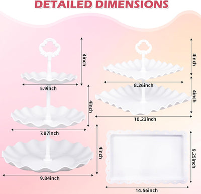 Juego de 12 exhibidores de mesa de postre con soportes para cupcakes y bandejas de plástico