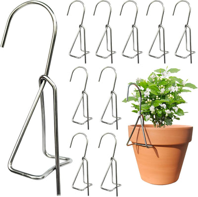 10 Ganchos Acero Inox para Colgar Macetas Terracota