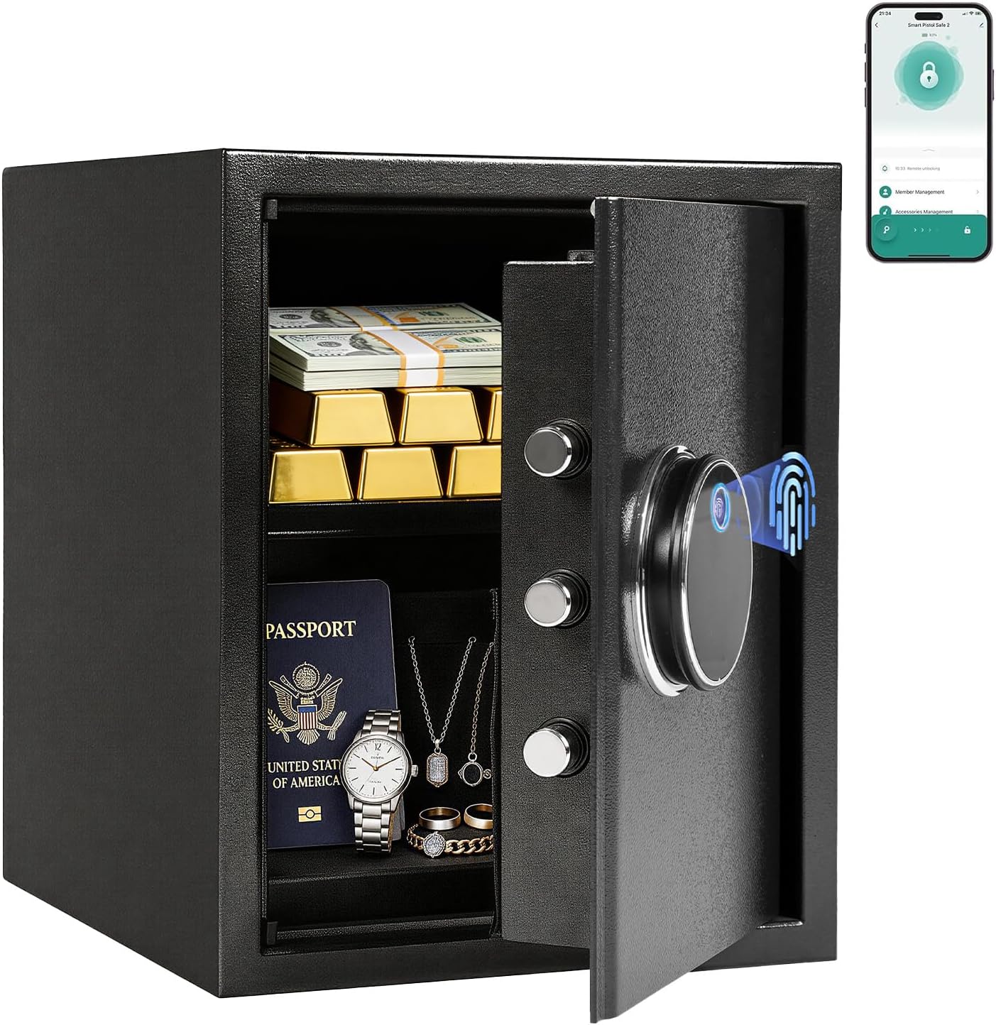 Caja fuerte biométrica inteligente mediana