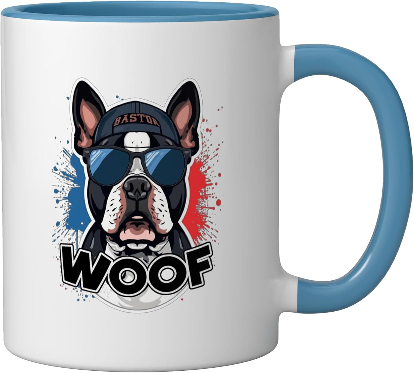 Taza Cerámica Bostón Terrier Humorística Azul/Blanco