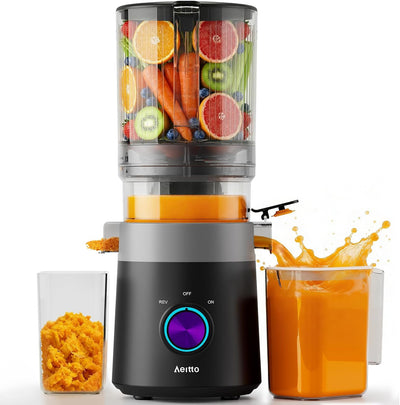 Exprimidor frutas y verduras autoalimentado fácil limpieza púrpura