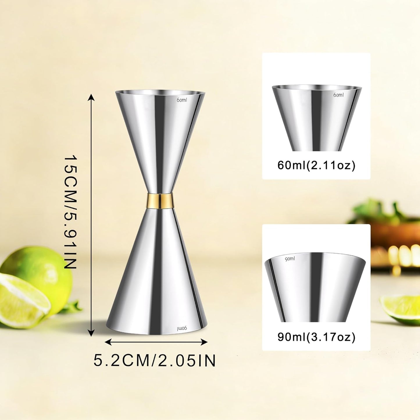 Jigger Acero Inox 60/90ml para Bar