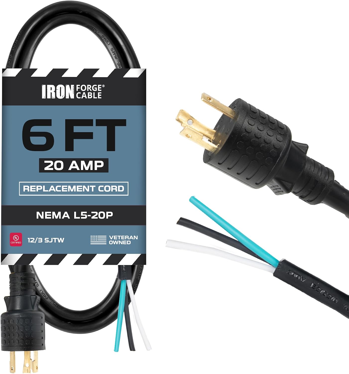 Cable ext. NEMA L5-20P 6ft 20A resistente exterior