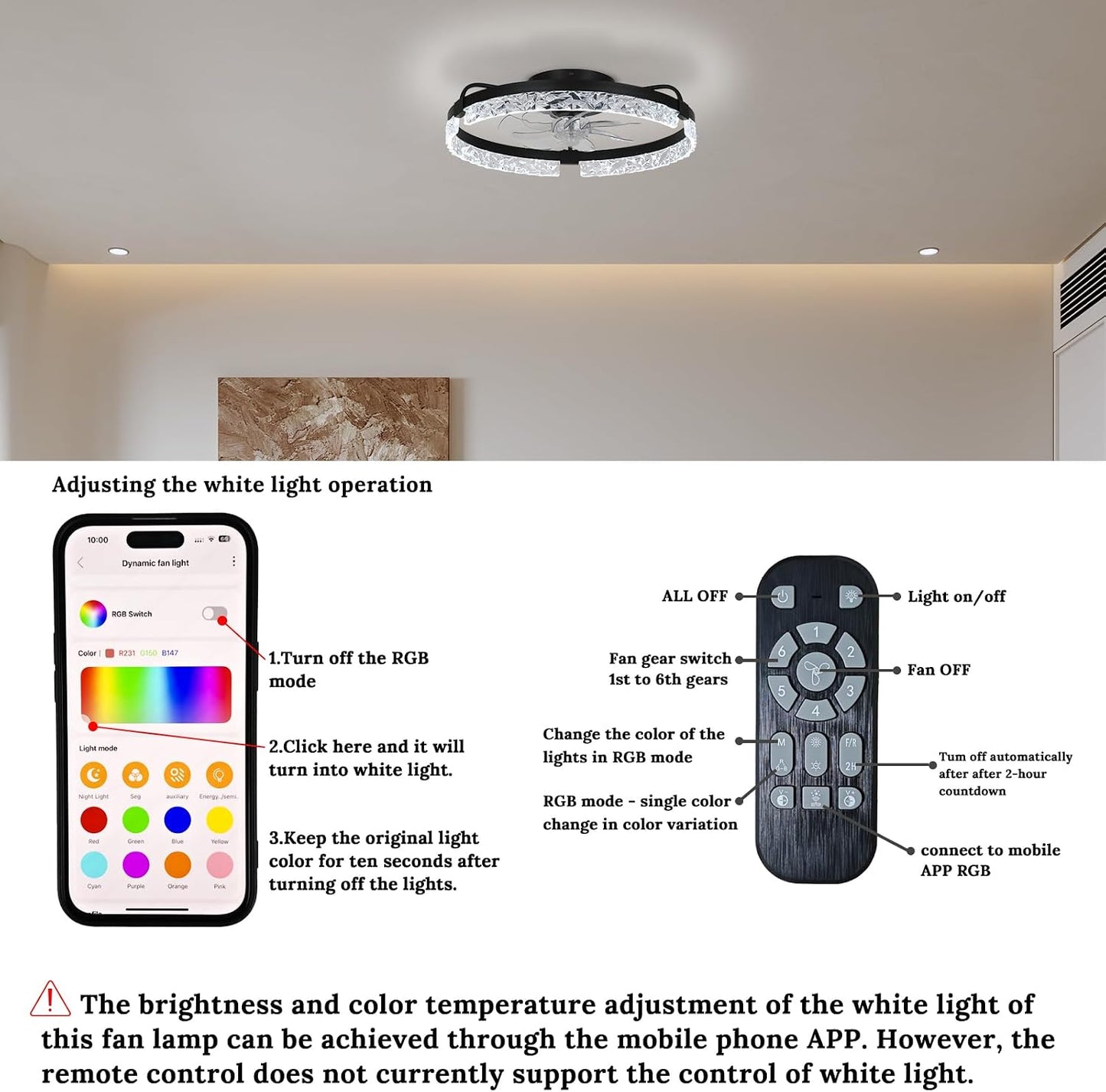 Ventilador techo araña LED regulable comedor dormitorio negro