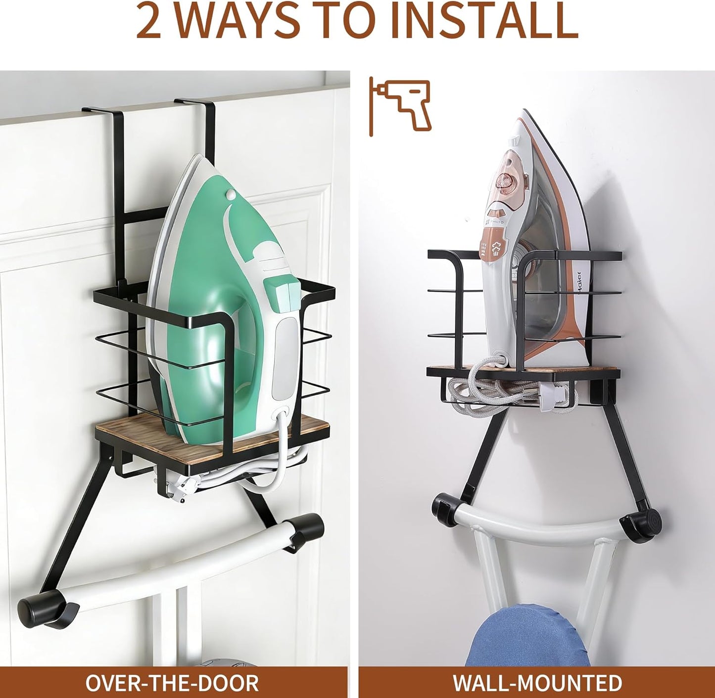 Soporte pared tabla planchar hierro negro adaptador patas T/Y