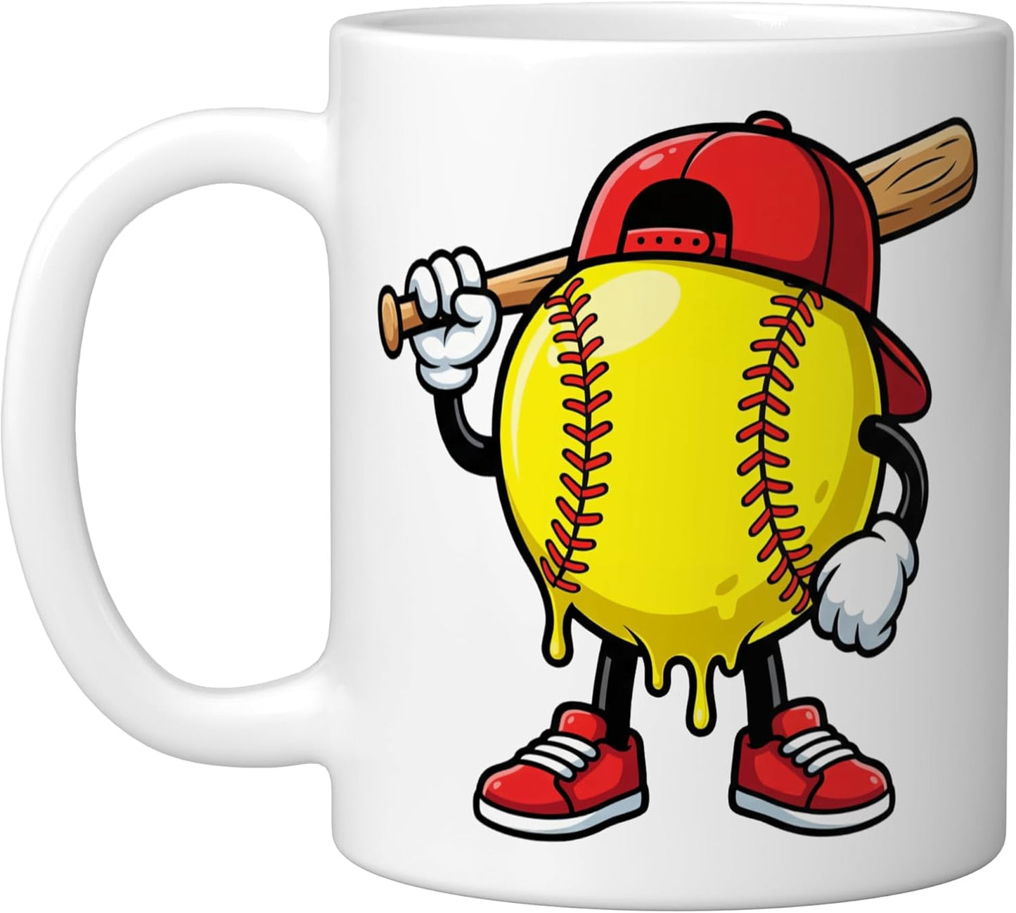 Taza cerámica para jugador de softball con helado blanco