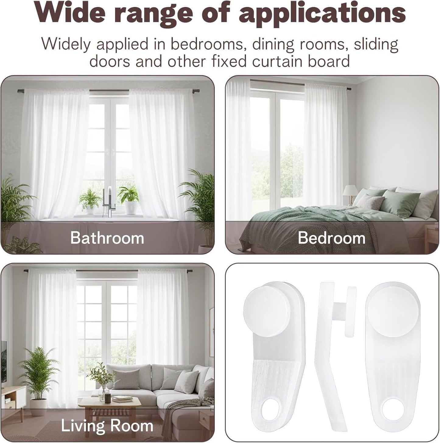 50 Ganchos Plástico Cortinas Ajustables Deslizantes