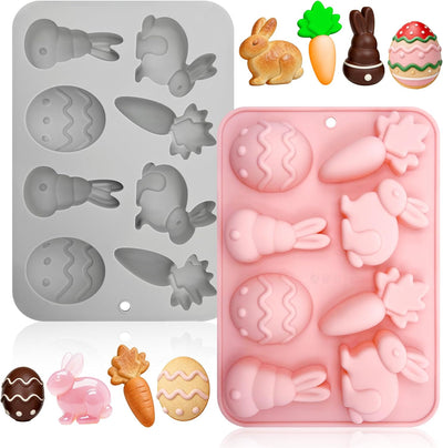 2 Moldes Silicona Huevos Pascua Conejo Chocolate Tartas Zanahoria