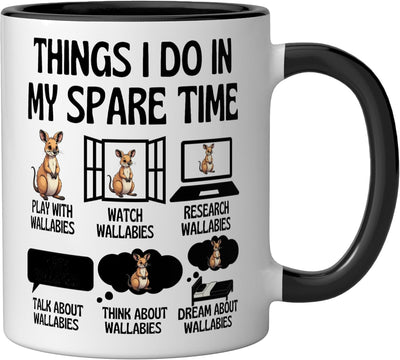 Taza cerámica de wallaby negro/blanco con frases divertidas