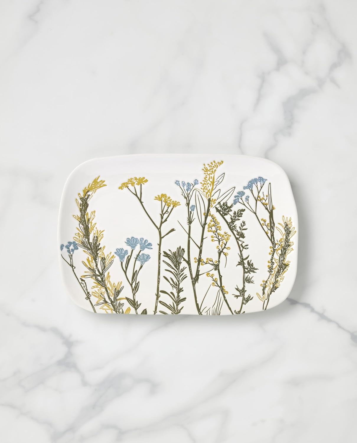 Plato de servicio Lenox con diseño de flores silvestres de porcelana blanca
