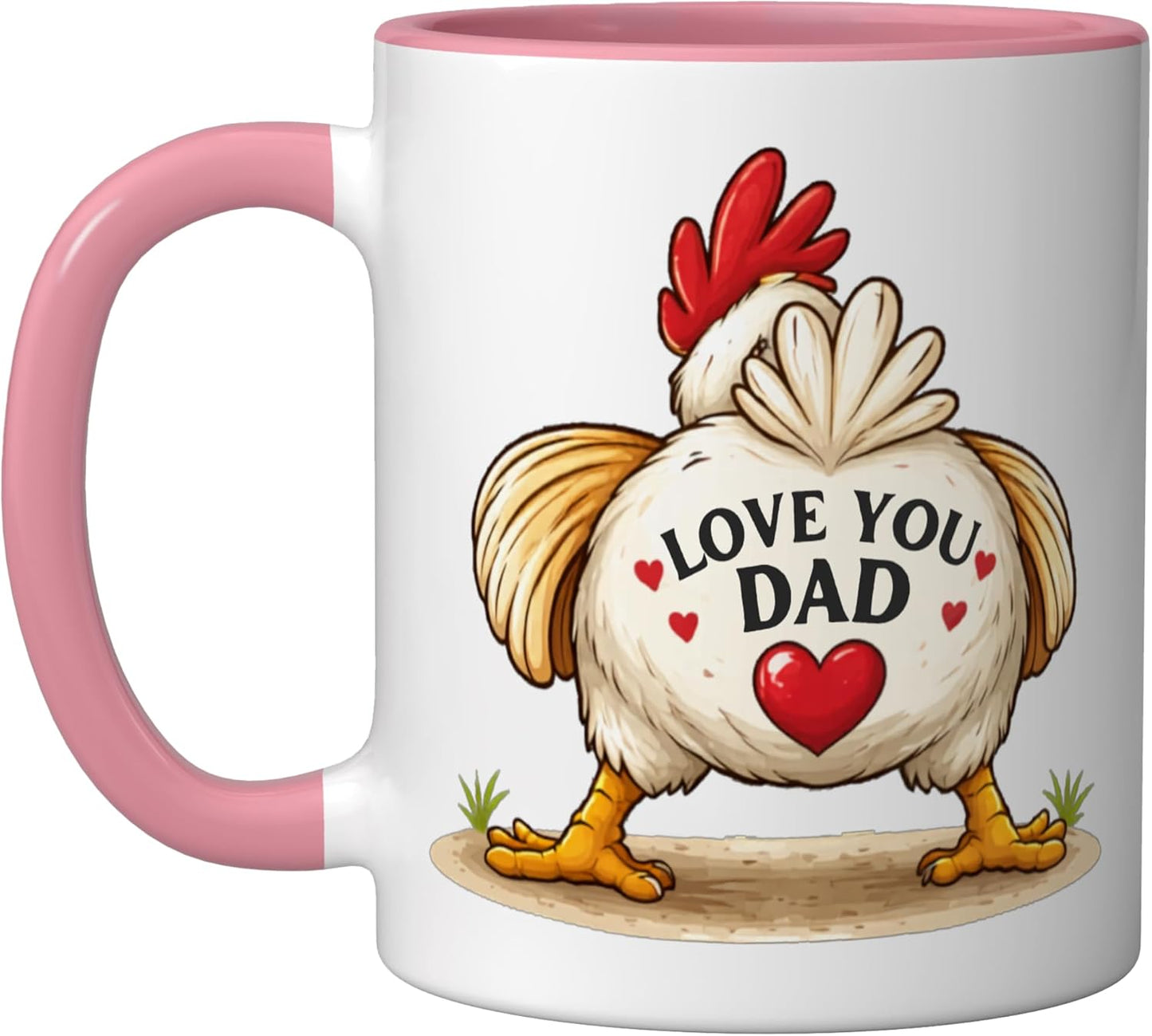 Taza Cerámica Humor Pollo Padre Rosa/Blanco