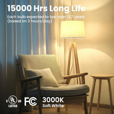 Pack 6 Bombillas LED A19 E26 9W 3000K Blanco Cálido