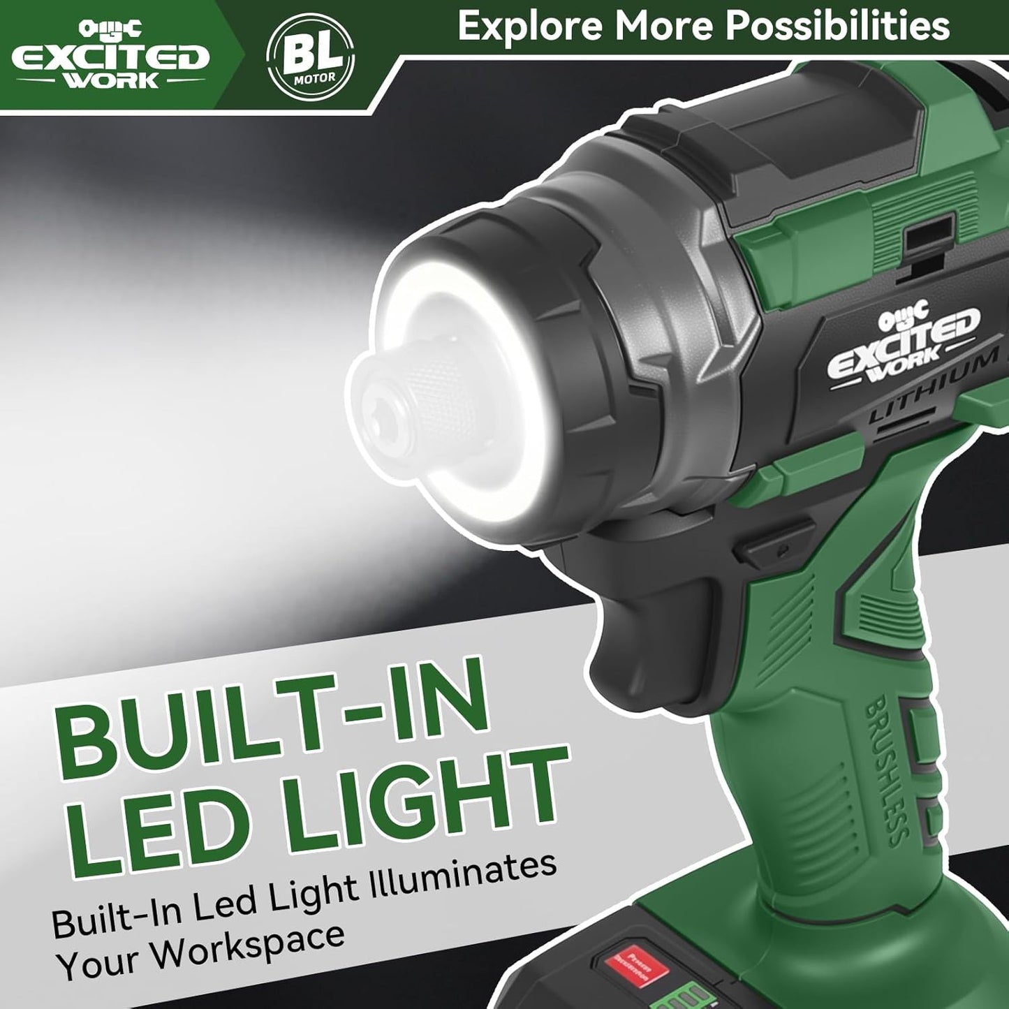 Destornillador impacto 21V 230Nm baterías duales 3Ah luz LED