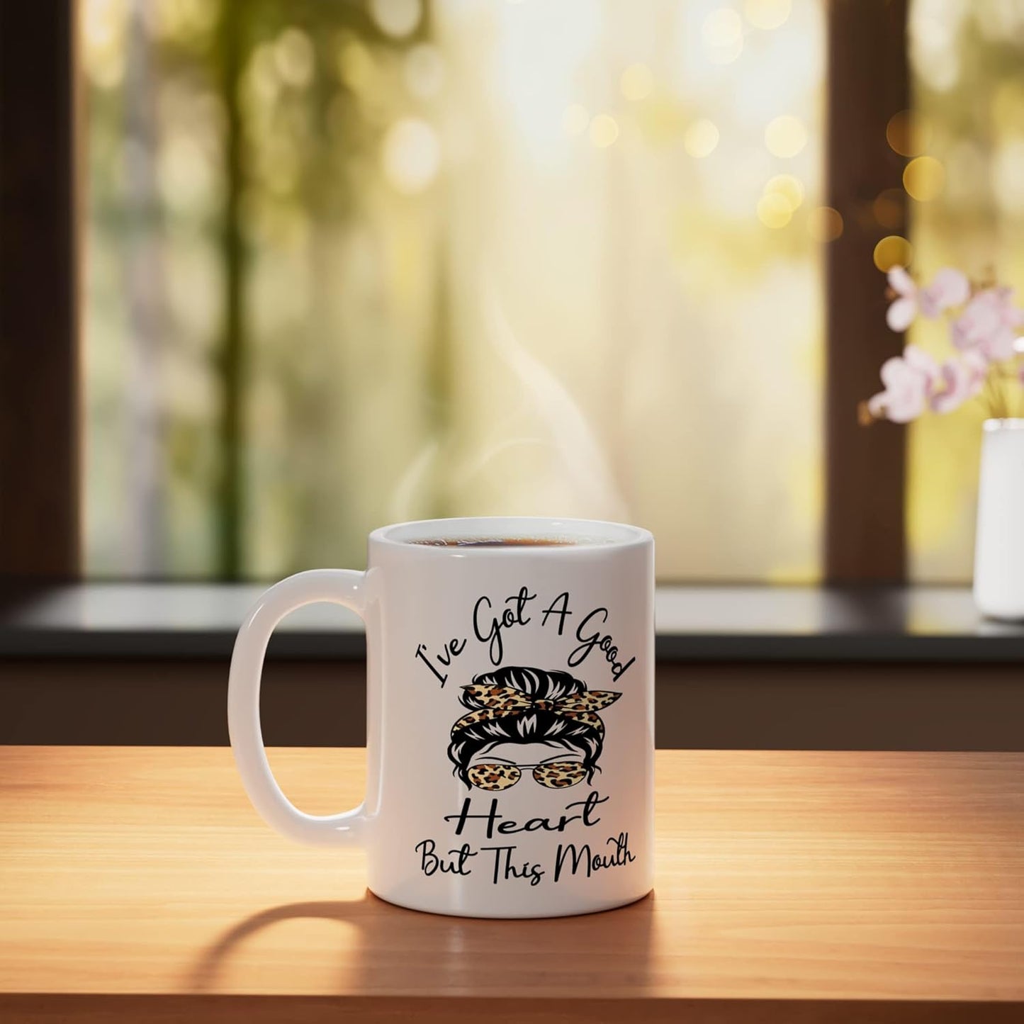 Taza de cerámica para café con mensaje divertido en blanco