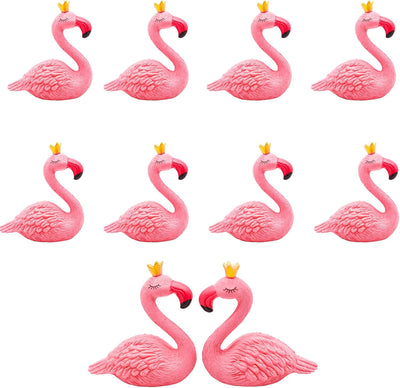 10 figuras flamenco resina rosa decoración pasteles jardín hadas