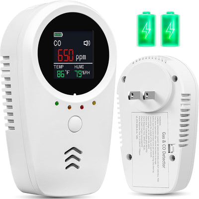 Detector CO 5en1 con batería recargable y monitoreo de humedad