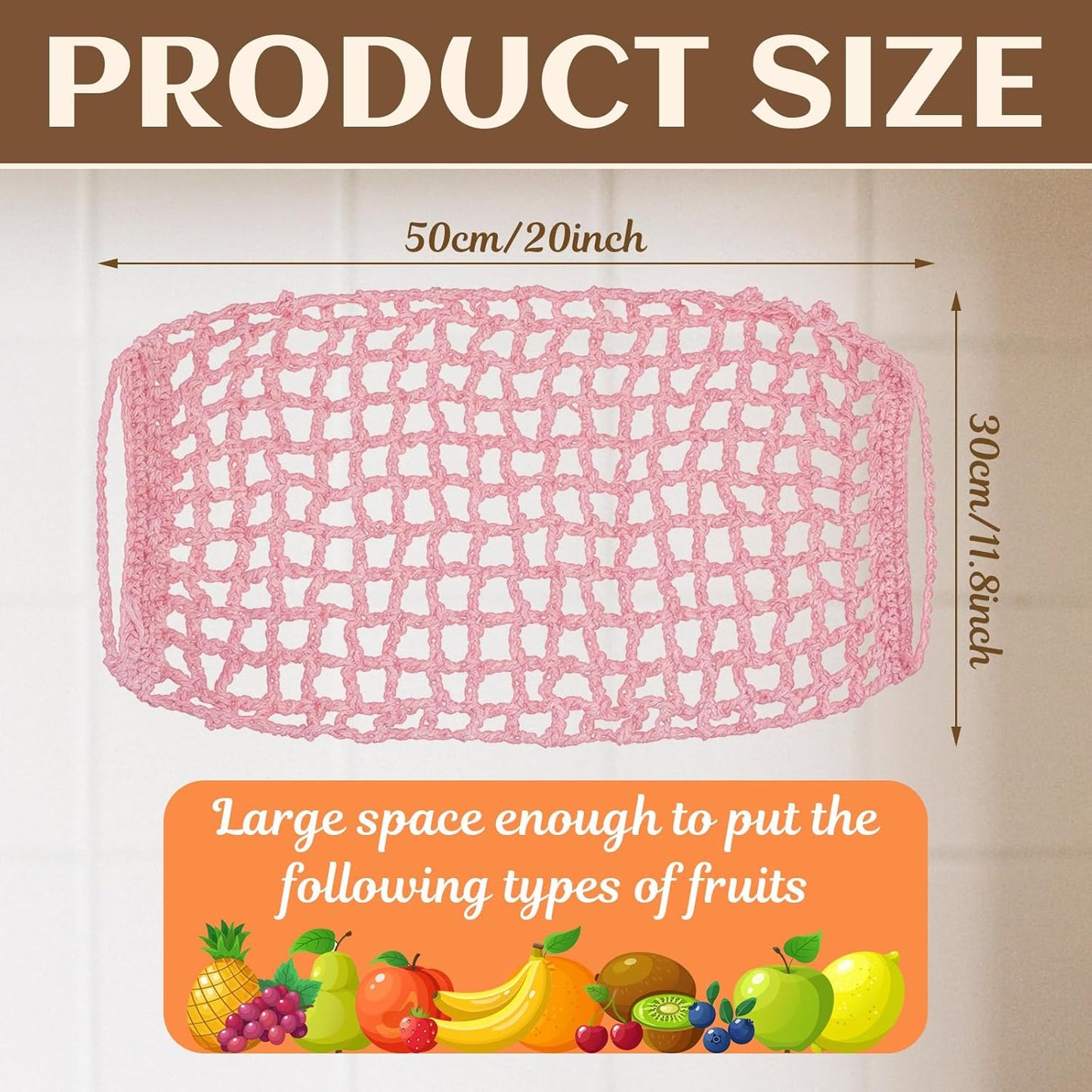 Hamaca de frutas macramé grande 11.8 x 20 pulgadas para cocina