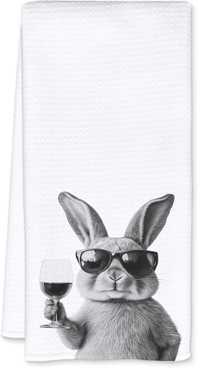 Toallas de cocina divertidas con decoración de conejo 16 x 24 pulgadas