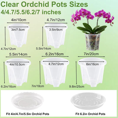 6 Pzas Macetas Plástico 4pulg Orquídeas con Drenaje