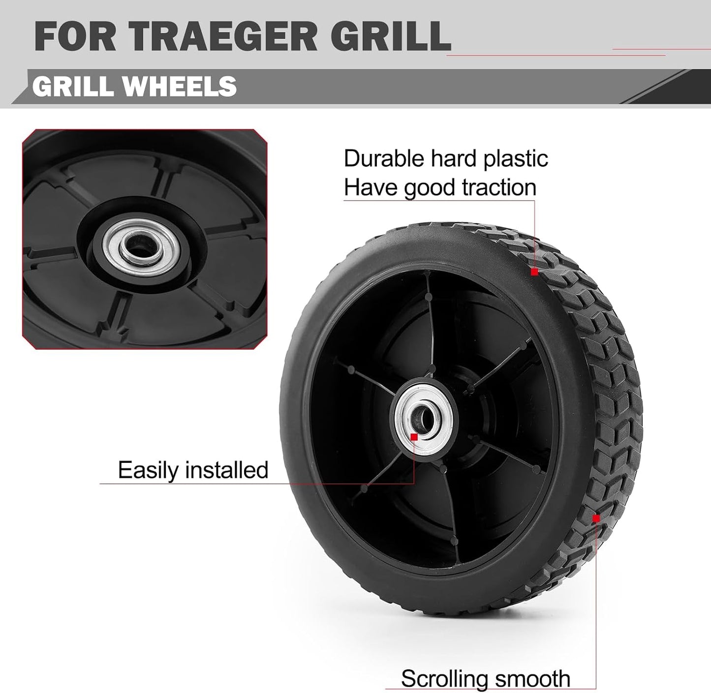 Ruedas repuesto para parrilla Traeger Pro 22 34 575 780 7pulg