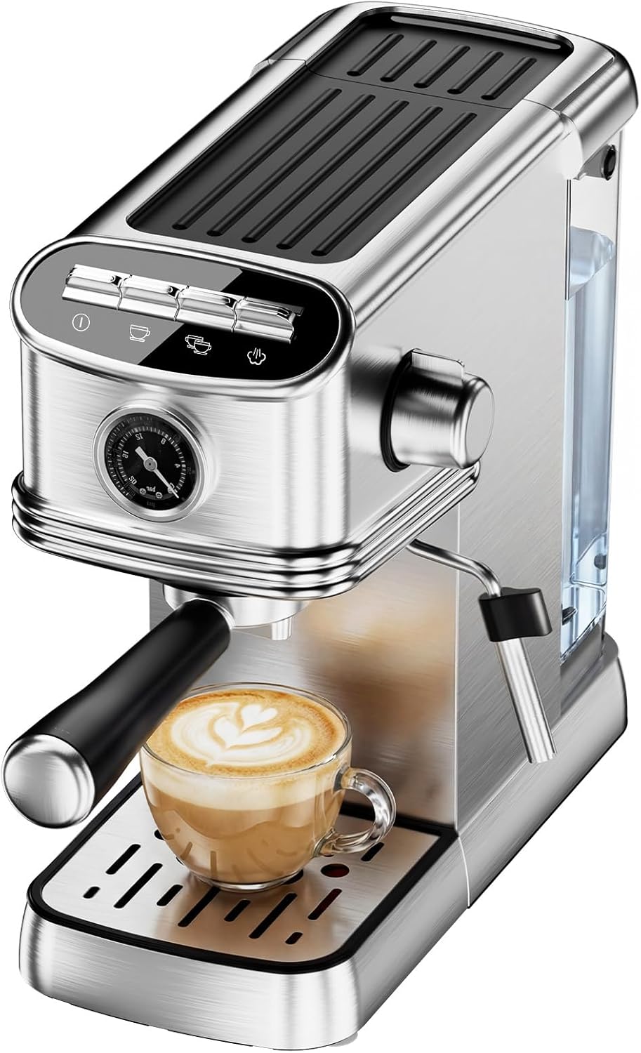 Cafetera Espresso Acero Inox 20 Bar Espumador Leche Compacta