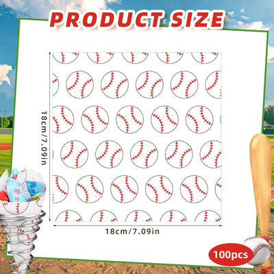 100 Envolturas Papel Sándwich 7.1x7.1pulg Deportivas