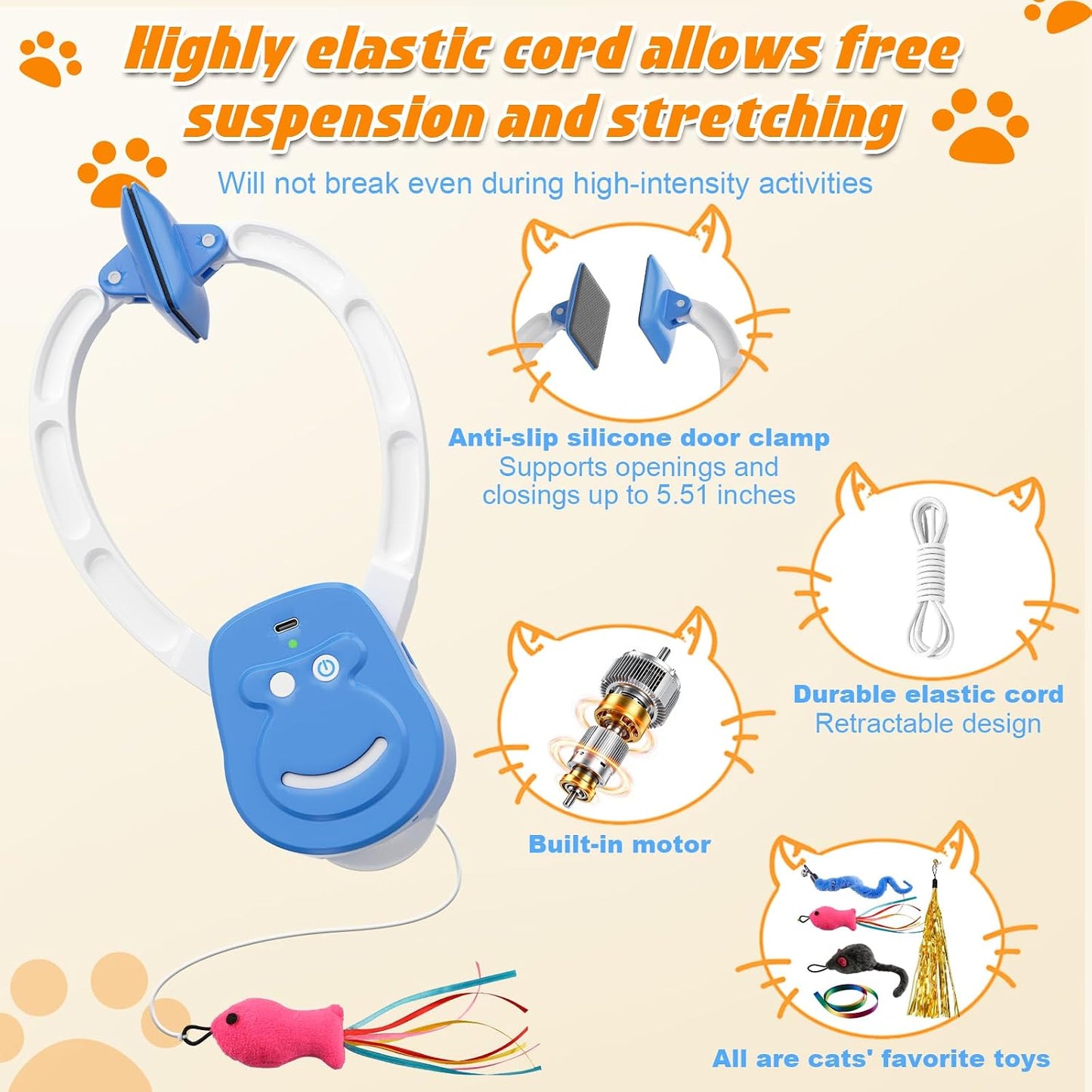 Juguete interactivo automático para gatos recargable colgante