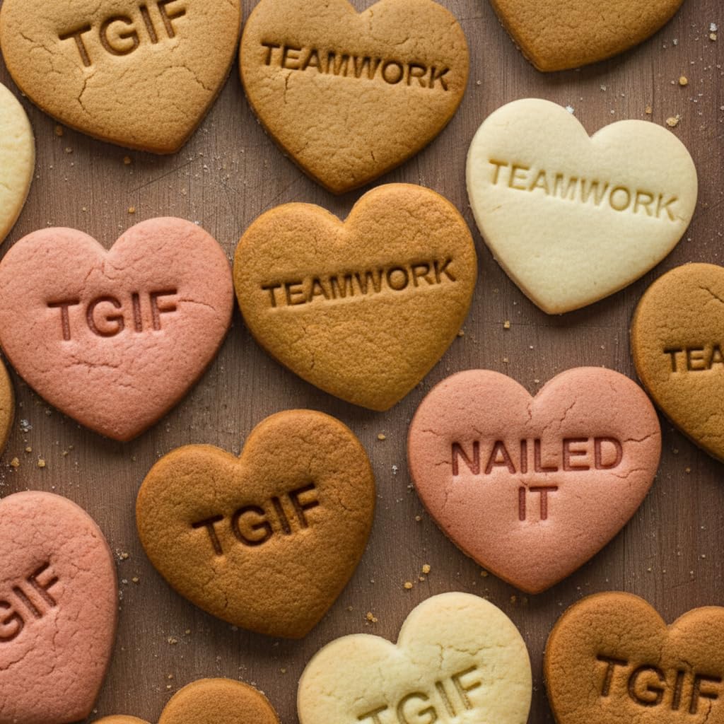 Set 9 Cortadores Galletas Corazón Oficina Trabajo Equipo