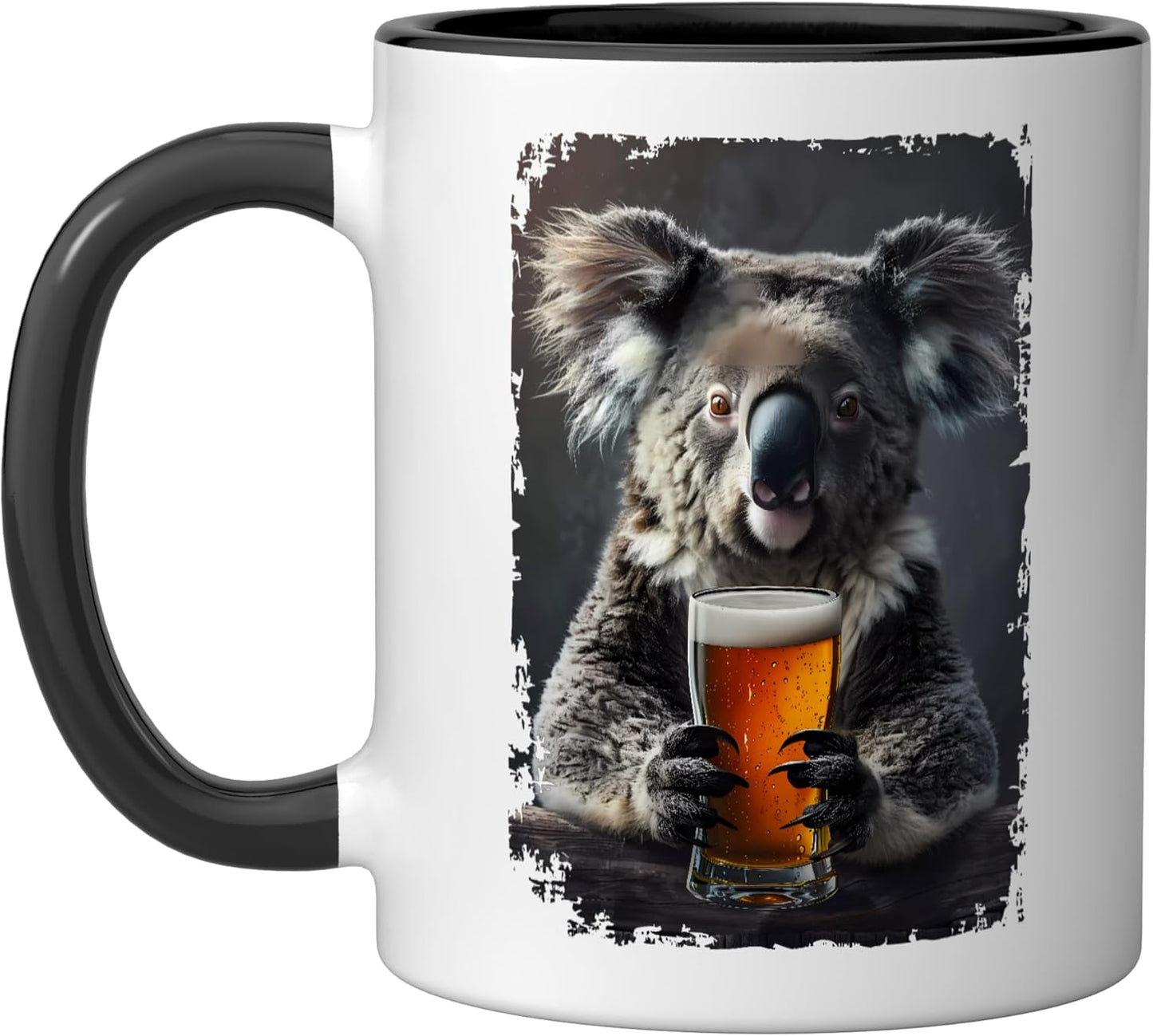 Taza cerámica Koala Beer negra/blanca