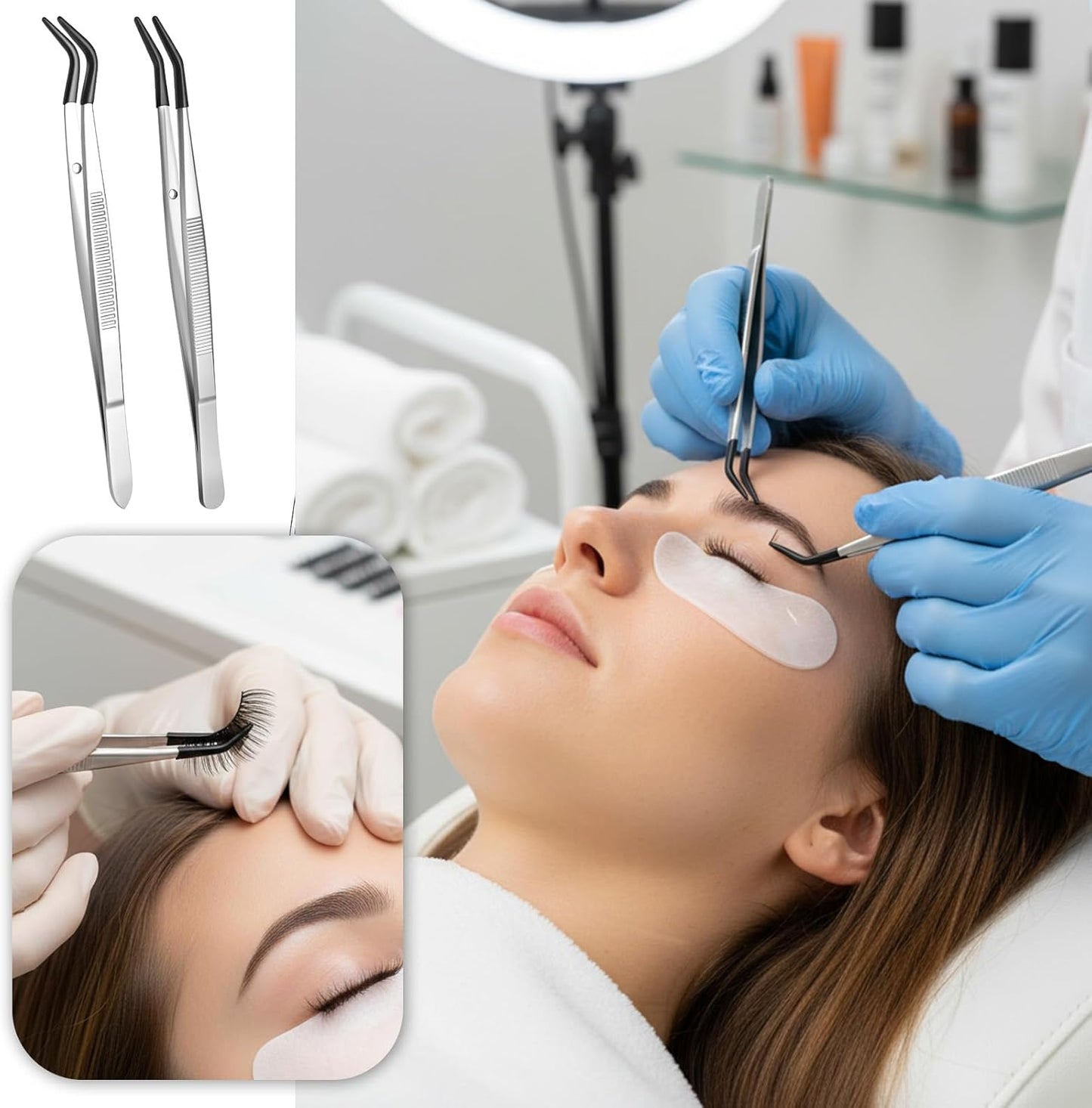Set 4 Pinzas con Revestimiento PVC Silicona Laboratorio Joyas